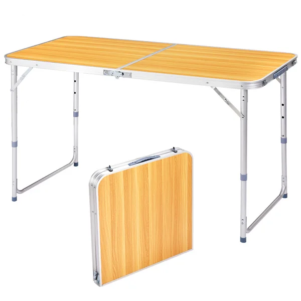 4Ft Portable Multipurpose Folding Table wood grain color