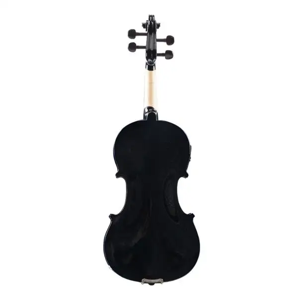 GV102 4/4 Solid Wood EQ Violin Case Bow Violin Strings Shoulder Rest Electronic Tuner Connecting Wire Cloth Black view 6