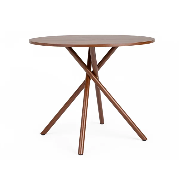 37.4 Inch Round Dining Table for 4-6 People, Cross X Metal Leg Kitchen Dinner Table with Adjustable Foot Pads, Easy Assembly Small Space Dining Room Table, Walnut view 2
