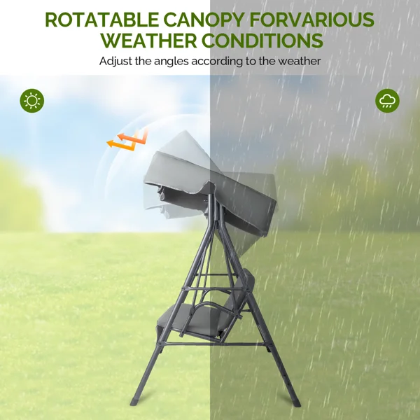 68*43*60 inch Dark Gray KD Style with Cushion Canopy Iron Oxford Fabric 250kg Iron Swing Set view 4