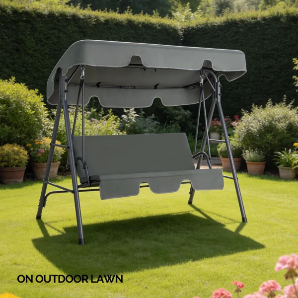 68*43*60 inch Dark Gray KD Style with Cushion Canopy Iron Oxford Fabric 250kg Iron Swing Set view 6