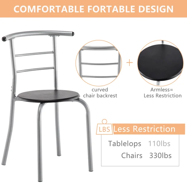 [Same Code:67657426]PVC Breakfast Table (One Table and Two Chairs) Black view 4