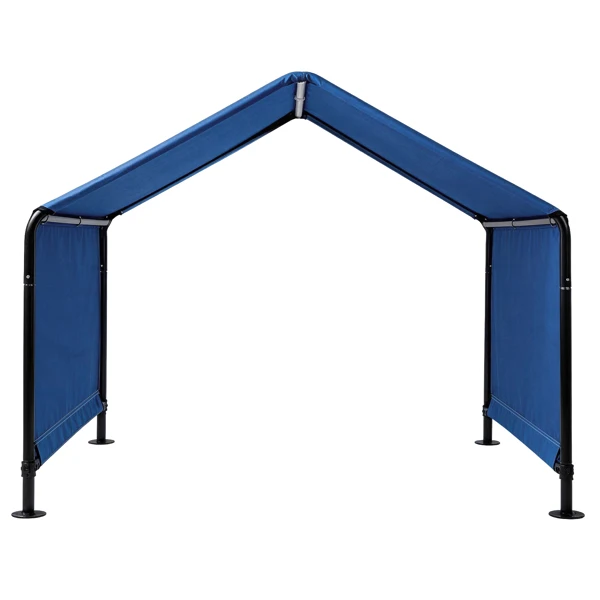 4*4*3.3FT Black Iron Pipe PVC Coated Polyester Tarpaulin Waterproof and UV-resistant Blue Pet Tent. Tarpaulin bottom is sewn together; top has Velcro closure view 2