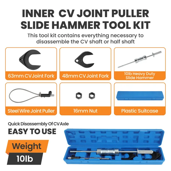 Inner CV Joint Puller Slide Hammer Wheel Drive Axle Half Shaft Removal Tool Sets view 5