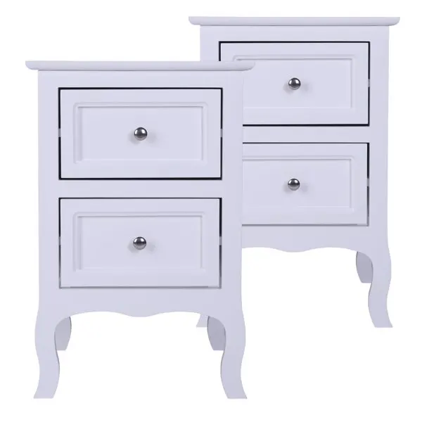2pcs Country Style Two-Tier Night Tables Large Size White view 4