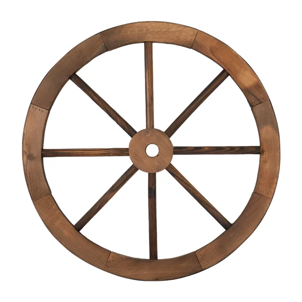 2pcs 24-Inch Old Western Style Garden Art Wall Decor Wooden Wagon Wheel Brown view 6