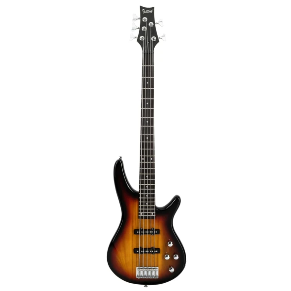 GIB 5 String Full Size Electric Bass Guitar SS Pickups and Amp Kit for The Experienced Player Sunset Color view 2