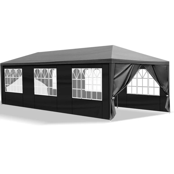 10'x30' Outdoor Party Tent with 8 Removable Sidewalls, Waterproof Canopy Patio Wedding Gazebo Black view 3