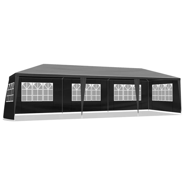 10'x30' Outdoor Party Tent with 8 Removable Sidewalls, Waterproof Canopy Patio Wedding Gazebo Black view 5