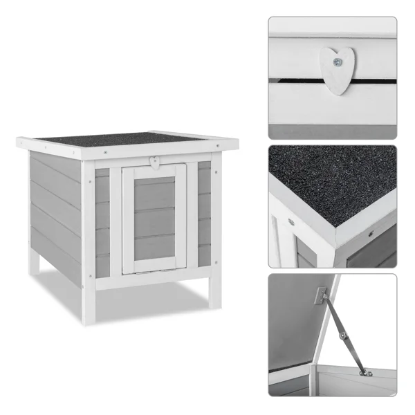 20" Wooden Waterproof Rabbit Hutch Pet Bunny Small Animal House Habitat Gray view 2