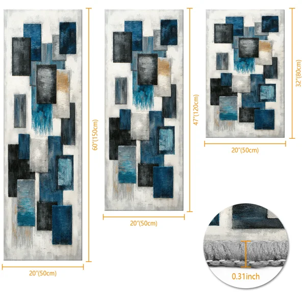 Three-piece kitchen rug set, non-slip and washable, abstract pattern kitchen hallway rug, soft and comfortable, suitable for sinks, floors, entrances, hallways and bathrooms. view 3