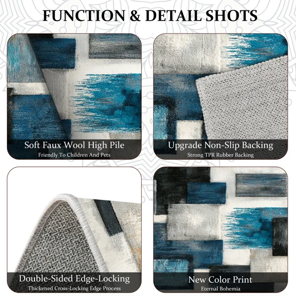 Three-piece kitchen rug set, non-slip and washable, abstract pattern kitchen hallway rug, soft and comfortable, suitable for sinks, floors, entrances, hallways and bathrooms. view 6
