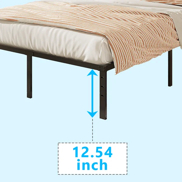 Black Queen Size Simple Basic Platform Metal Bed Frame - 14 Inch Bed Height view 6