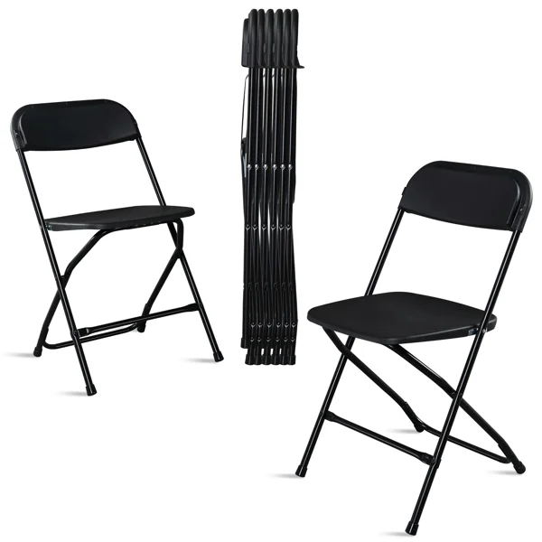 6pcs Injection Molding Classic Garden Plastic Folding Chair Black view 5