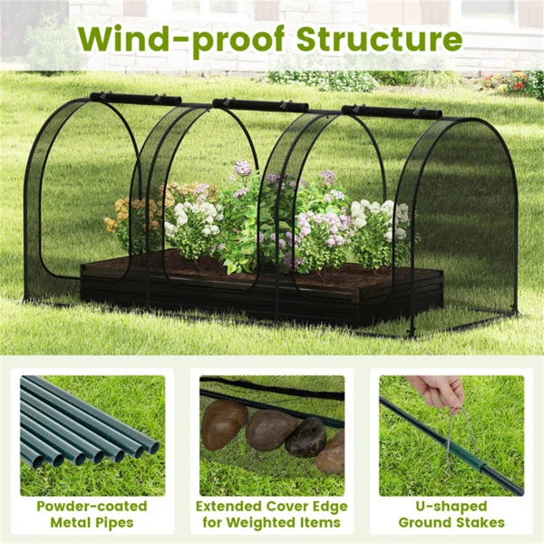 Green 108"x48"x47" Garden Crop Cage with High-Density Nylon Mesh, Plant Protection Tent with Zippered Doors for Vegetables & Flowers view 5