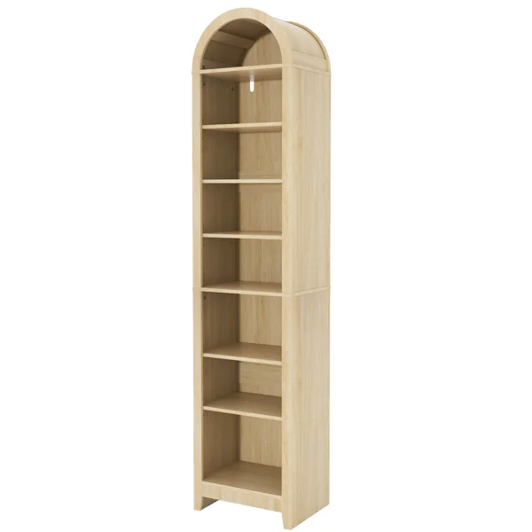 8-Tier Arched Dome Display Rack Particleboard Melamine-Faced Bookshelf 15.75*11.81*70in Oak view 4
