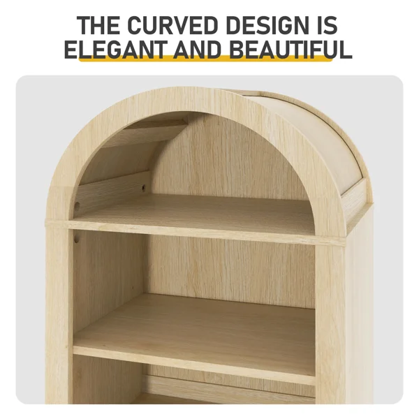 8-Tier Arched Dome Display Rack Particleboard Melamine-Faced Bookshelf 15.75*11.81*70in Oak view 6