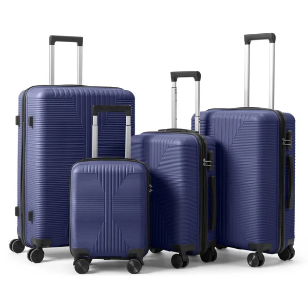 Non-TSA customs lock 4-in-1 PP trolley case, 16in, 20in, 24in, 28in PP, navy blue
