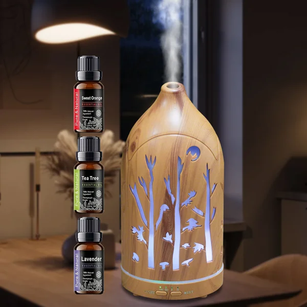 Aromatherapy Diffuser with 7 LED Colors, Auto Shut Off & 3 Essential Oils view 4