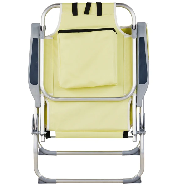 63*70*99cm Heightened Oxford Cloth Silver White Aluminum Tube Bearing 100kg Beach Chair Yellow view 3