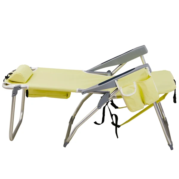 63*70*99cm Heightened Oxford Cloth Silver White Aluminum Tube Bearing 100kg Beach Chair Yellow view 6