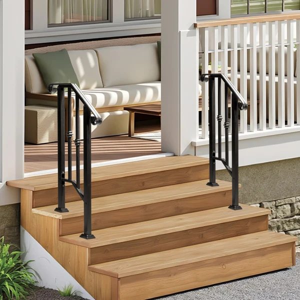 Matte Black Outdoor 1st Tier Iron Handrail view 4