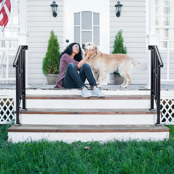 Matte Black Outdoor 1st Tier Iron Handrail view 6