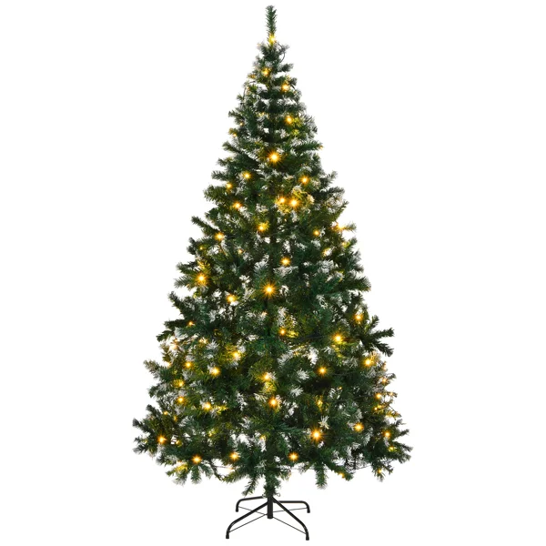 [Replace 13564928]7 FT Snow Tipped Artificial Christmas Tree with DIY 150 Warm Lights, Remote Control, 1100 Branch Tips and Sturdy Metal Stand, Green & Snow Tipped view 3