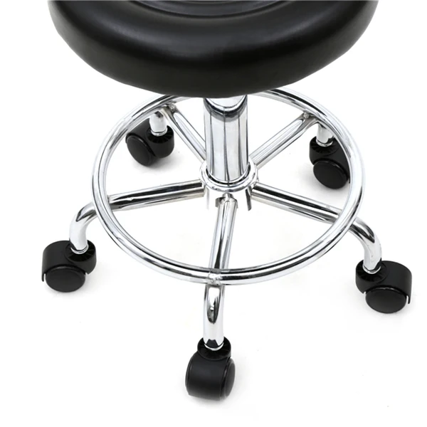 Round Shape Adjustable Salon Stool with Back and Line Black view 4
