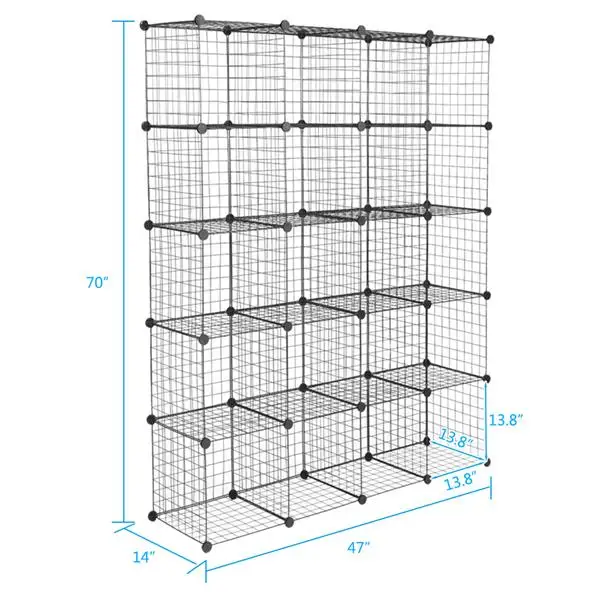 20-Cube Organizer Cube Storage Storage Shelves Wire Cube Storage Origami Shelves Metal Grid Multifunction Shelving Unit Modular Cubbies Organizer Bookcase view 2