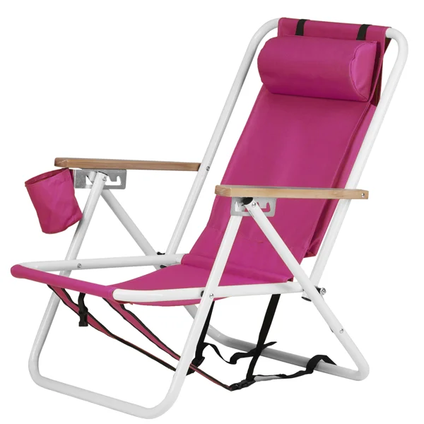 2 PCS Barbie Pink Folding Beach Chairs, 7.9 Inch Seat Height, 17.7 Inch Wide, 17.3 Inch Deep, Steel Tube Frame with Oxford Fabric, 120kg Load Capacity view 6
