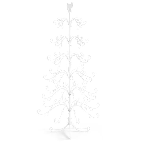6ft White PVC Metal Artificial Christmas Tree with Bow Topper, No Extra Ornaments, Daily Decor Tree