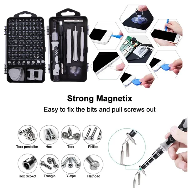 115-in-1 Mini Magnetic Precision Screwdriver Set, suitable for repairing computers, mobile phones, and electronic products. view 3
