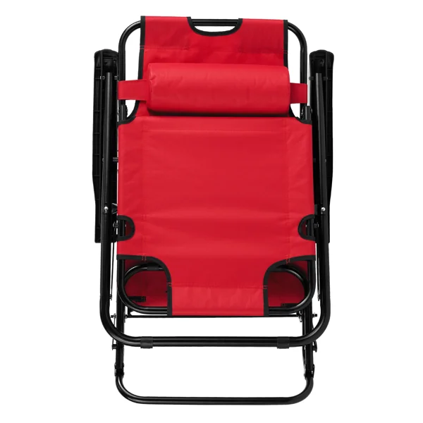 Portable Dual Purposes Extendable Folding Reclining Chair Red view 6