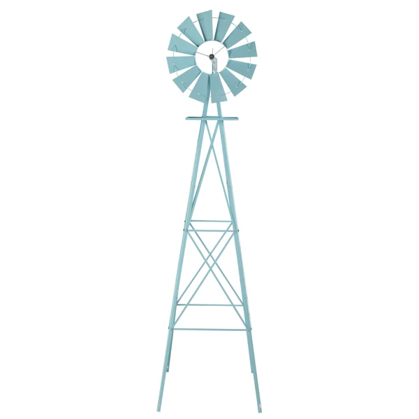 8FT Weather Resistant Yard Garden Windmill Blue view 2
