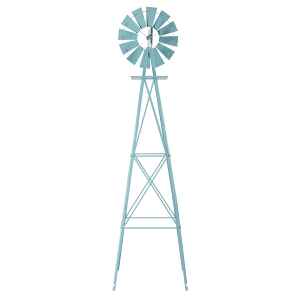 8FT Weather Resistant Yard Garden Windmill Blue view 4