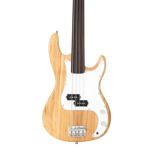 Fretless Electric Bass Guitar Full Size 4 String for experienced Bass Players Cord Wrench Tool Burlywood view 3