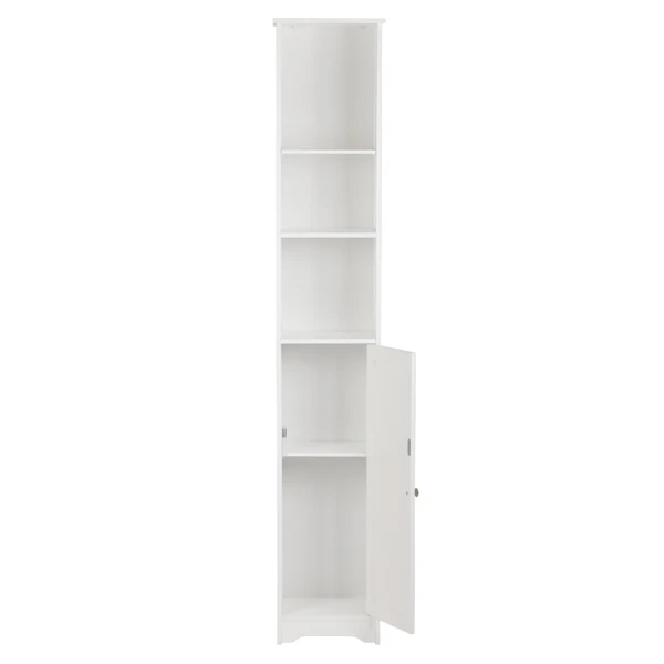 One Door & Three Layers Bathroom Cabinet White view 3