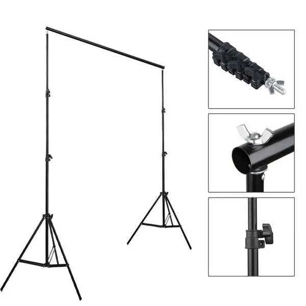 2*3M Backdrop Support Stand Set 3 Fish Mouth Clips Black(Do Not Sell on Amazon) view 3