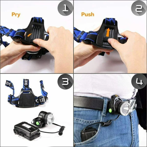 Rechargeable LED Headlamp Camping Hiking Headlamp Work Light +Battery+Charger Set (US Logistics For USPS/DHL/Fedex/UPS. No designated logistics accepted,TK/TMEU only For self-pickup) view 6
