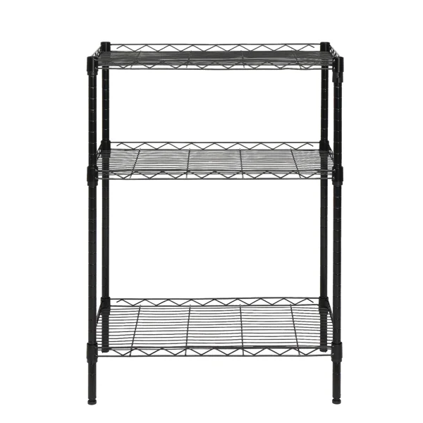 Concise 3 Layers Carbon Steel & PP Storage Rack Black view 4