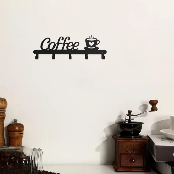 CIFbuy™ Wall Mounted Metal Coffee Cup Rack with Multi-Hooks Kitchen Living Room Organizer (TikTok, temu pick-up service) view 3