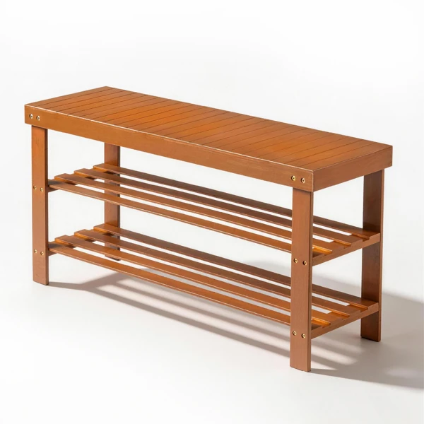 35.43"*11.02"*17.72" 3-Tier Bamboo Shoe Rack Walnut view 4