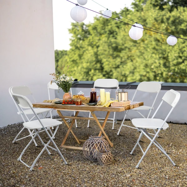 10pcs Injection Molding Classic Garden Plastic Folding Chair White view 2