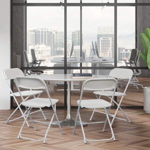 10pcs Injection Molding Classic Garden Plastic Folding Chair White view 3