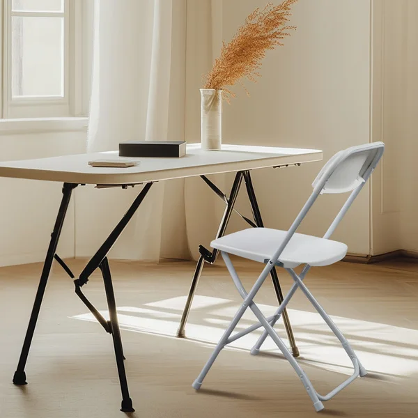 10pcs Injection Molding Classic Garden Plastic Folding Chair White view 4