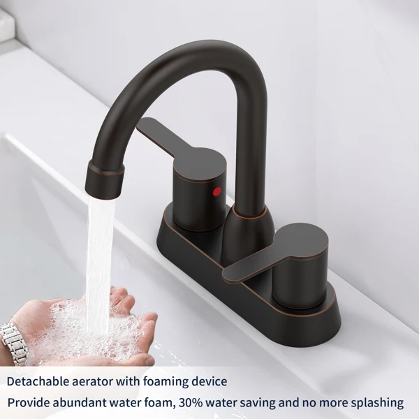 2 Handles Bathroom Sink Faucet, Oil Rubbed Bronze Centerset RV Bathroom Faucets for 2/3 Hole[Unable ship on weekends, TK/TEMU only for pickup, only TX10643 warehouse supports GOFO] view 5