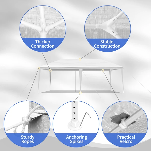 3*6m Non-Cloth PE Cloth Plastic Sprayed Iron Pipe Outdoor Party Tent White view 4