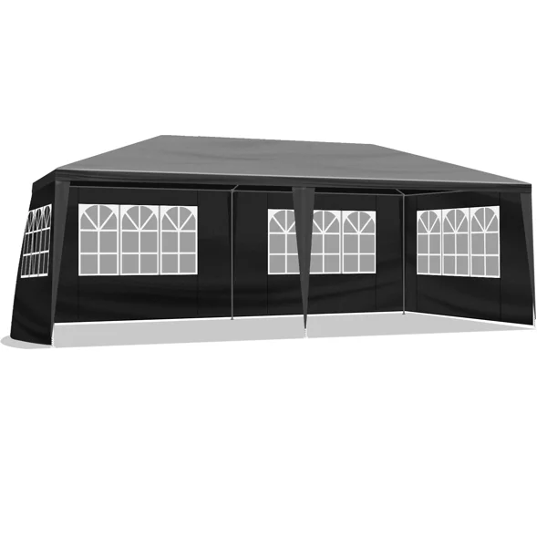 10'x20' Outdoor Party Tent with 6 Removable Sidewalls, Waterproof Canopy Patio Wedding Gazebo, Black view 5