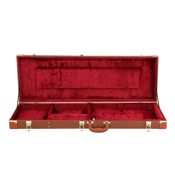 [Replace 82303602] Electric Guitar Square PU Hard Case Fits ST TL Burning fire 170 Style Electric Guitar Brown view 2